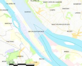 Mapa obce Bayon-sur-Gironde
