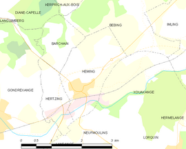 Mapa obce Héming