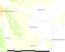 Mapa obce Michaugues