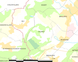 Mapa obce Urcerey