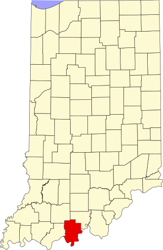 Location of Perry County in Indiana Map of Indiana highlighting Perry County.svg