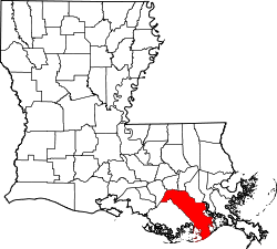 Karte von Lafourche Parish innerhalb von Louisiana
