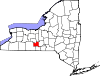 Mapa de Nueva York con la ubicación del condado de Schuyler