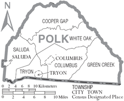 Map of Polk County, North Carolina with Municipal and Township labels Map of Polk County North Carolina With Municipal and Township Labels.PNG