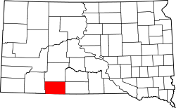 map of South Dakota highlighting Bennett County