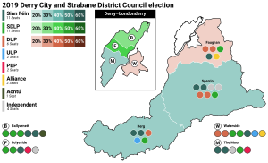 Peta 2019 Derry dan Strabane Dewan Distrik pemilihan.svg