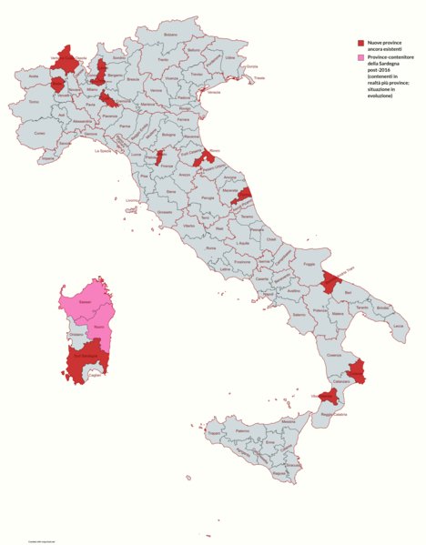 File:Mappa delle nuove province d'Italia, dal 1992 - Map of the new provinces of Italy, since 1992.png