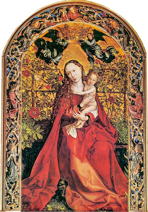 Martin Schongauer, Madonna of the Rose Bower, 1473