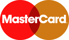 Logotipo com discos sobrepostos e "MasterCard" em negrito