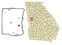 Meriwether County Georgia Incorporated og Unincorporated områder Woodbury Highlighted.svg