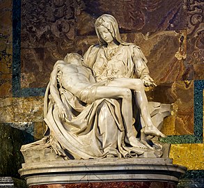 Միքելանջելոյի Pietà-ն տաճարում, որը Վատիկանի ամենահայտնի արվեստի գործերից մեկն է։