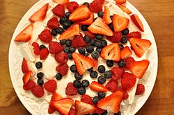 Although its country of origin is a contentious issue, the pavlova is a part of the Australian identity. Mixed Berry Pavlova.jpg