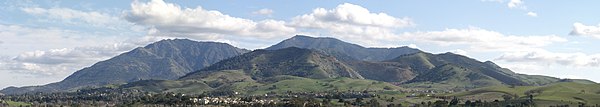 View of Mt. Diablo from Concord. Main peak at right, North Peak at left, Mt. Zion at center (scroll image L/R to view)