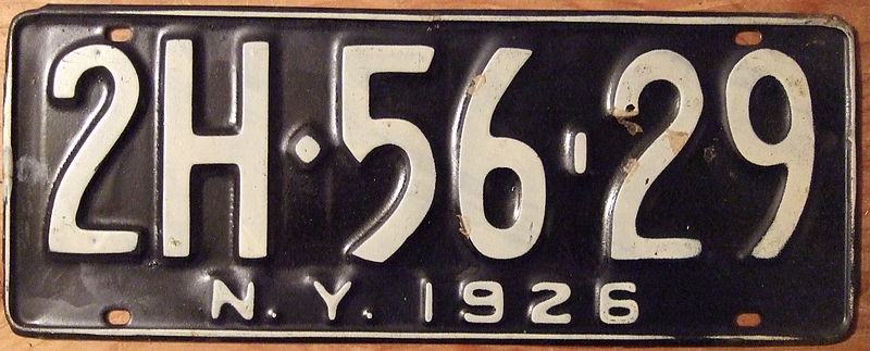 File:NEW YORK 1926 LICENSE PLATE - Flickr - woody1778a.jpg