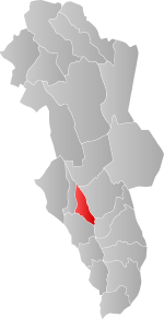 Mapa do condado de Hedmark com Løten em destaque.