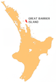 Great Barrier eiland ten opzichte van het Noordereiland