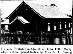 New Rix-Farmer Memorial Presbyterian Church at Lota, October 1931.jpg