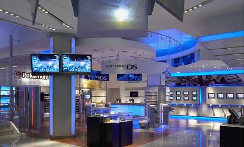 The Nintendo World Store at the Rockefeller Center, in New York City in 2006, showcasing the Nintendo DS and Pokemon.