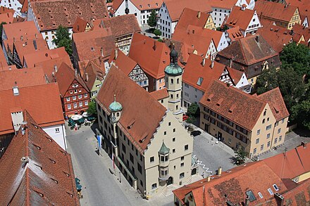 Picturesque old town of Nördlingen with its narrow lanes