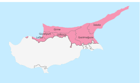 Locatie van de districten van Noord-Cyprus (tr) Kuzey Kıbrıs'ın ilçeleri