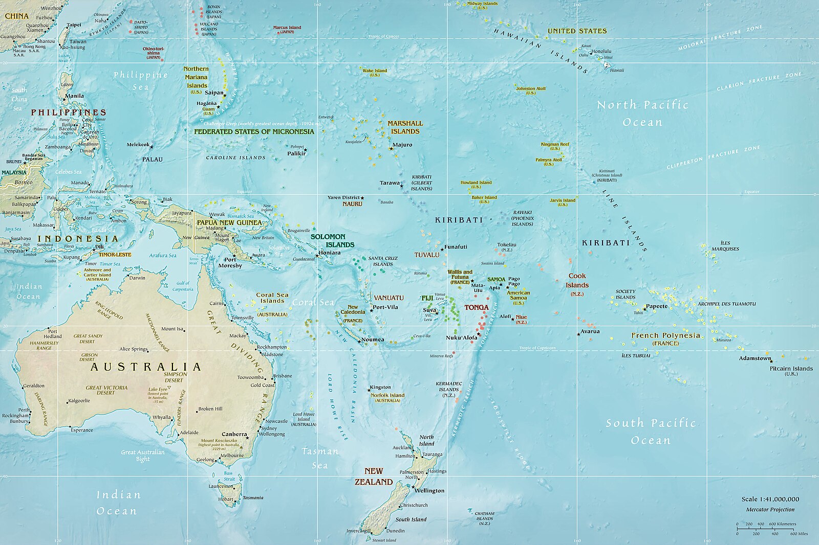 Маркизские острова на карте Океании