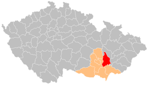 District location in the South Moravian Region within the Czech Republic