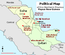 Politische Karte des Sohe Districts, Oro Province, Papua-Neuguinea