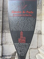 Panneau Histoire de Paris de l'église Saint-Jacques-du-Haut-Pas