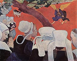 Paul Gauguin (1888), Vision after the Sermon showing the episode envisioned by Breton villagers.