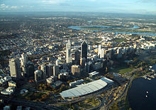 The southern and eastern parts of the electorate, as seen from the air. Perth CBD from air.jpg