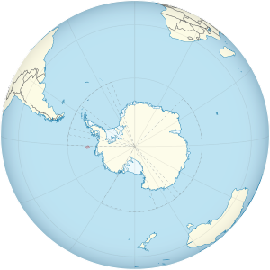 Peter I Island on the globe (Antarctica centered).svg