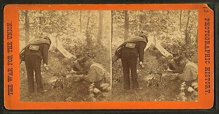 Pickets cooking their rations. Reserve picket fort near Fredericksburg, December 9, 1862[1]