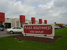 The former A.D. Vision building at the Plaza Southwest complex in Greater Sharpstown, Houston, Texas, seen in a 2009 photograph PlazaSouthwestHoustonTX.JPG