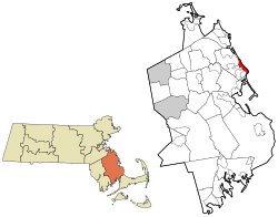 Plymouth County Massachusetts incorporated and unincorporated areas Ocean Bluff-Brant Rock highlighted.svg
