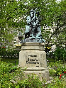 Monumento a Jozef Bogdan Zaleski ("Bojan") en el parque Krakow Planty, Cracovia.