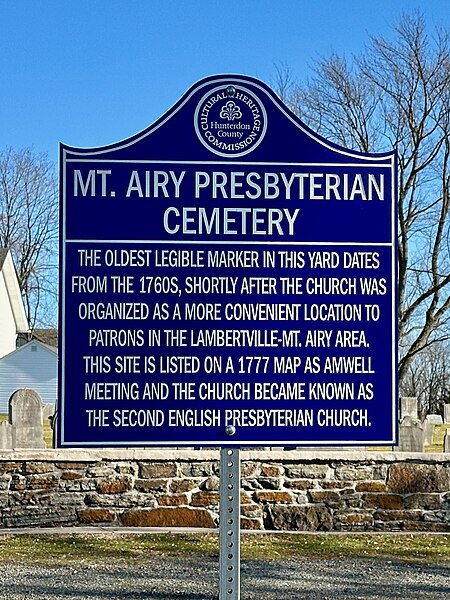 File:Presbyterian Church Cemetery sign, Mount Airy, NJ.jpg