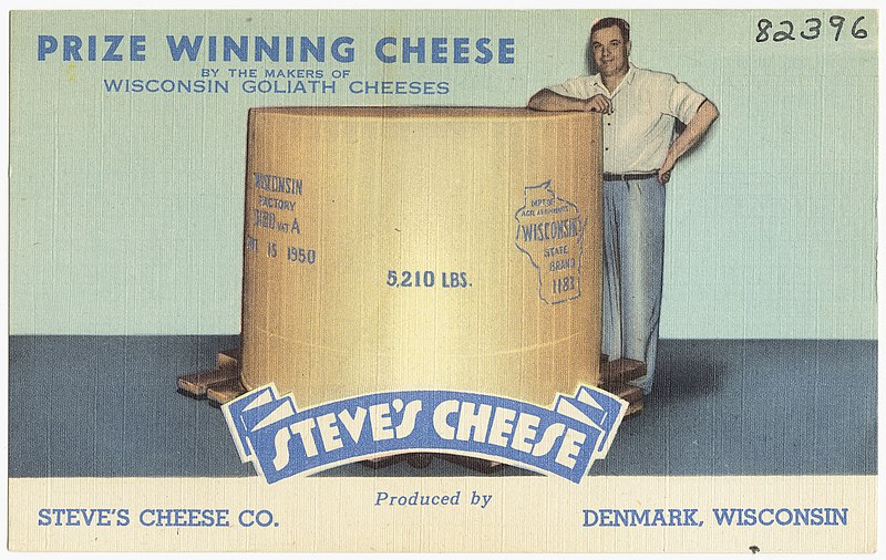 File:Prize winning cheese by the makers of Wisconsin Goliath Cheeses, Steves Cheese produced by Steves Cheese Co., Denmark, Wisconsin.jpg
