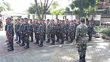 Enlisted personnel of the 1st QC TASU practice basic military drills.