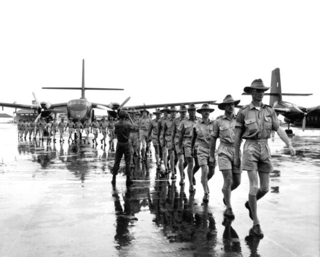 Personnel and aircraft of RAAF Transport Flight Vietnam arrive in South Vietnam in August 1964