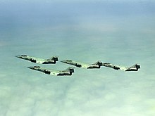 ROCAF F-104G, in 1969. Republic of China Air Force Lockheed F-104G Starfighters in flight, in 1969 (176246892).jpg