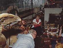 Dr. Morris (foreground in white), at his Los Gatos home, during the late 1970s