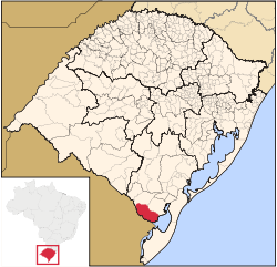 Localização de Jaguarão no Rio Grande do Sul