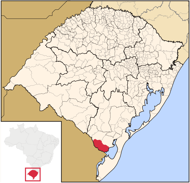 Localização de Jaguarão no Rio Grande do Sul