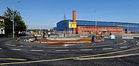 Roundabout under construction in Ystad 2017.