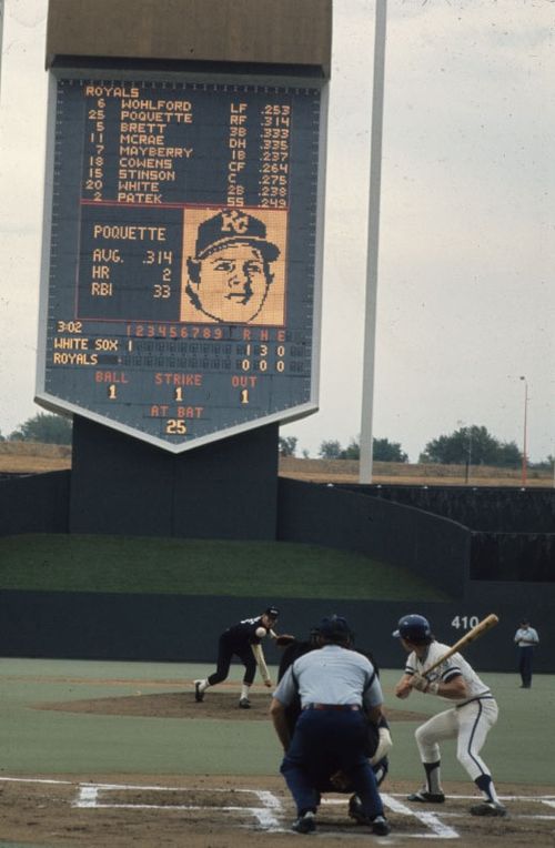 A game versus the Chicago White Sox at Kauffman Stadium (then Royals Stadium), September 1976