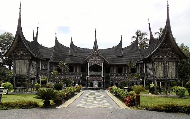 Traditional Minangkabau house in West Sumatra.