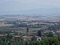 Panorama von San Mamiliano in Valli, im Hintergrund der Berg Amiata