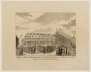 Begrafenisstoet in 1787 over het plein door Herman Schouten.