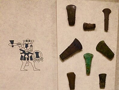 Set of Mesoamerican bronze axes.JPG