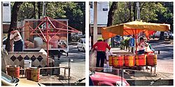 Setting up an ice cream stand on Avenida Amsterdam in Condesa Setting up an ice cream stand in Condesa, Mexico City, 2014.jpg